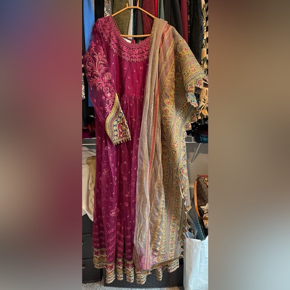 Pakistani designer Baroque maxi dress Asim jofa Maria b shalwar kameez eid Saree - Picture 13 of 17